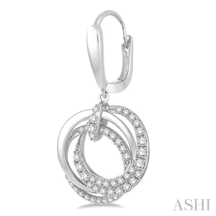 1 1/6 Ctw Round Cut Diamond Earrings in 14K White Gold