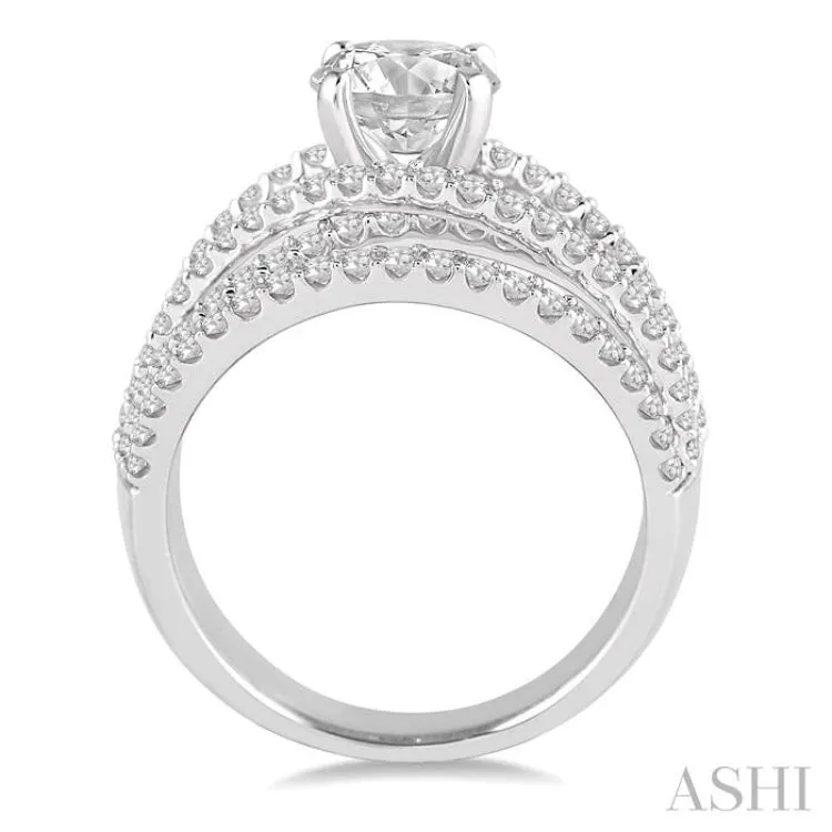 1 3/8 Ctw Diamond Semi-mount Engagement Ring in 14K White Gold