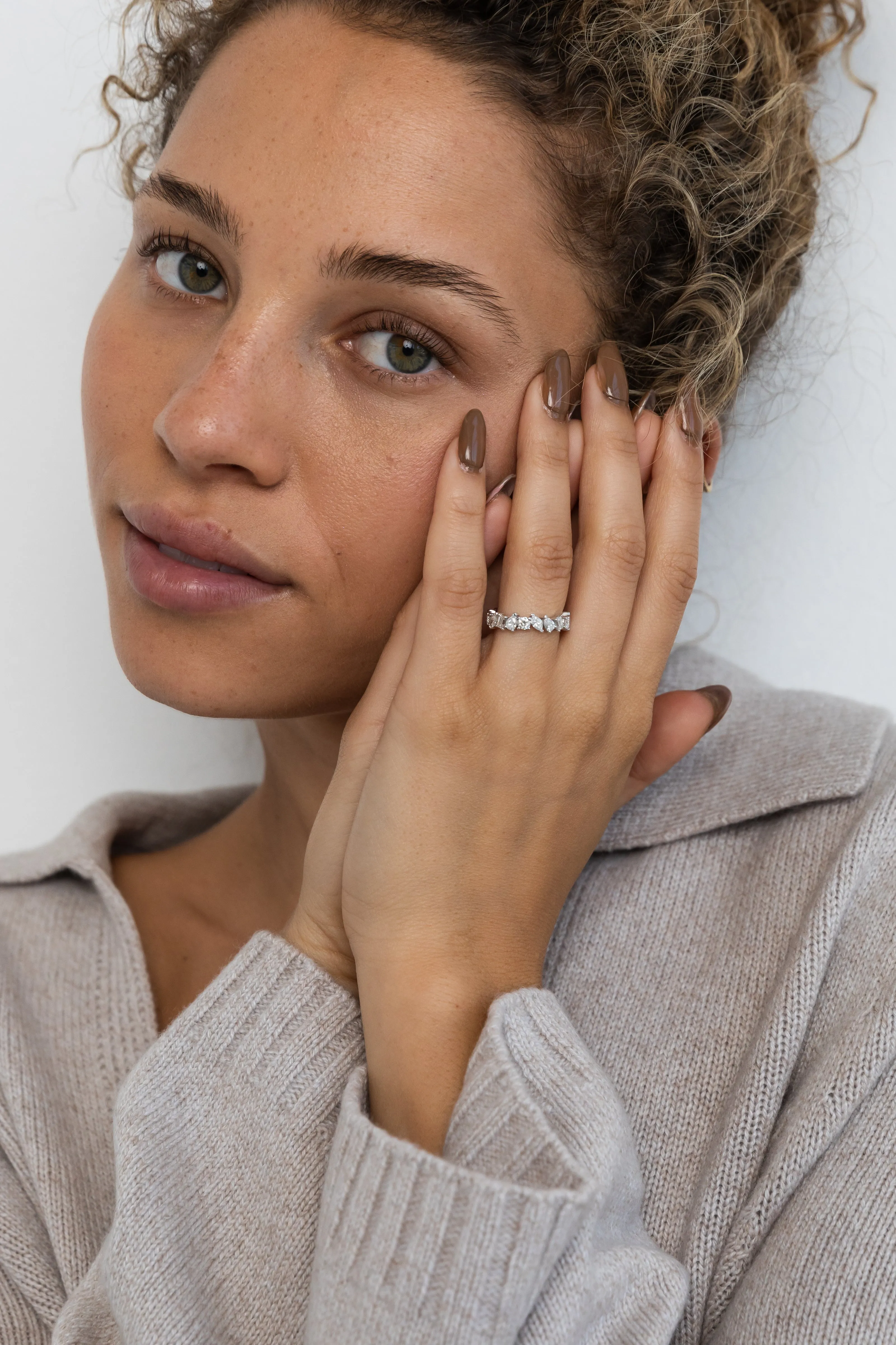 14K H-I/SI Multi Shape Diamond Eternity Ring