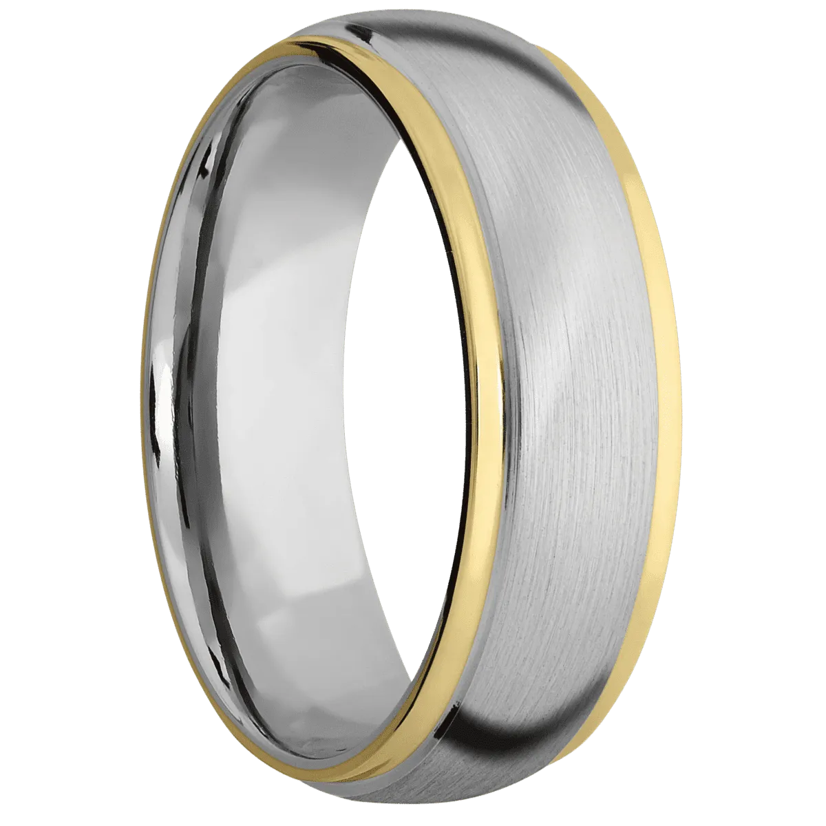 14K White Gold with Satin , Polish Finish and 14K Yellow Gold Inlay