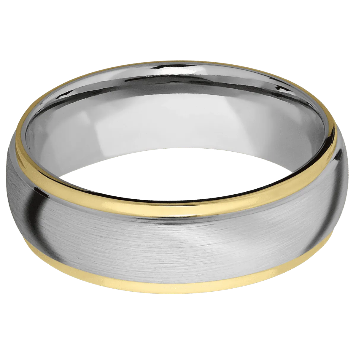 14K White Gold with Satin , Polish Finish and 14K Yellow Gold Inlay