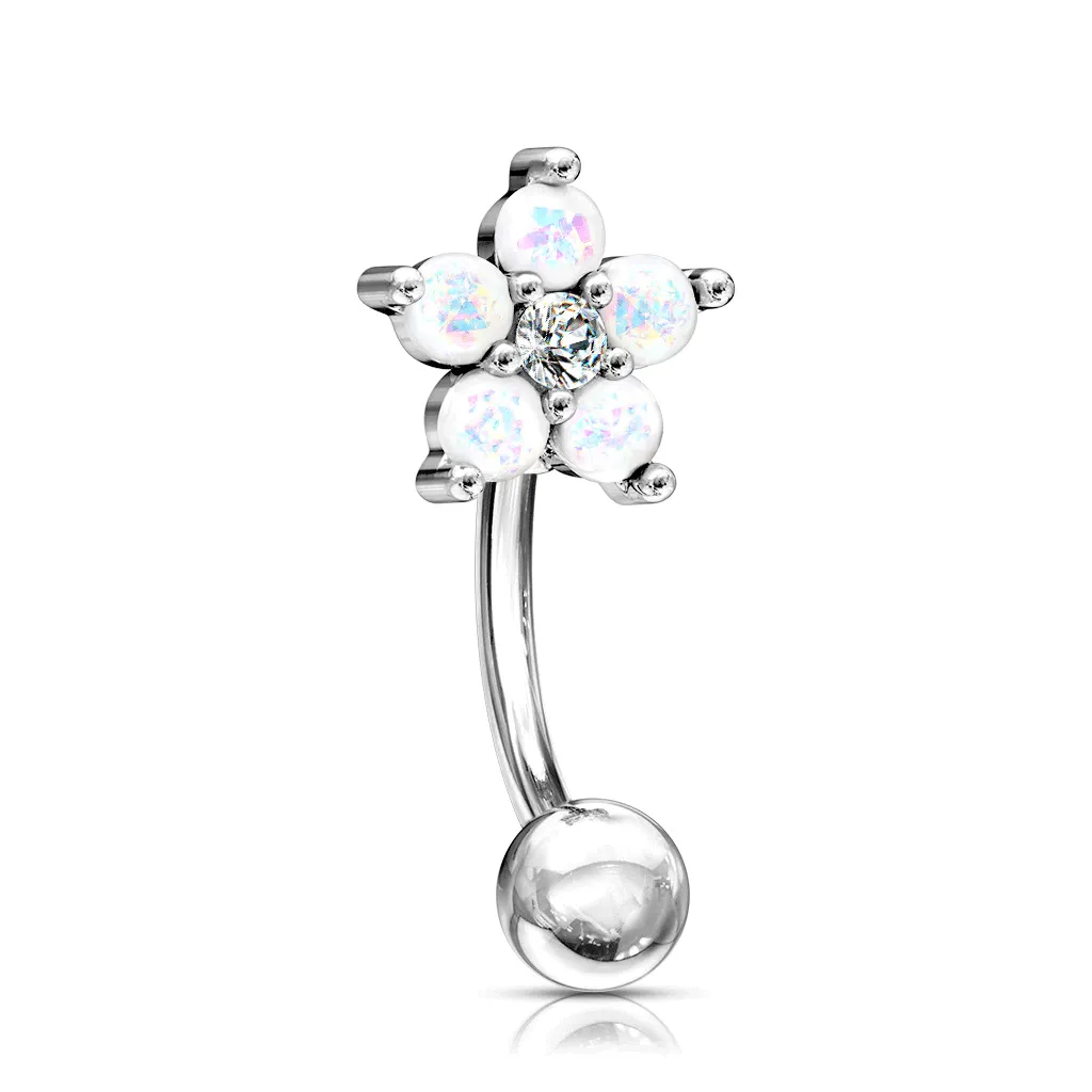 16g Petite Reversible Opal Daisy Navel Ring