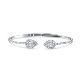 18k White Gold 0.92ctw Diamond Double Pear Bangle