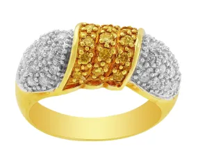 18k White Yellow Gold Pavé Yellow and White Diamond Ring