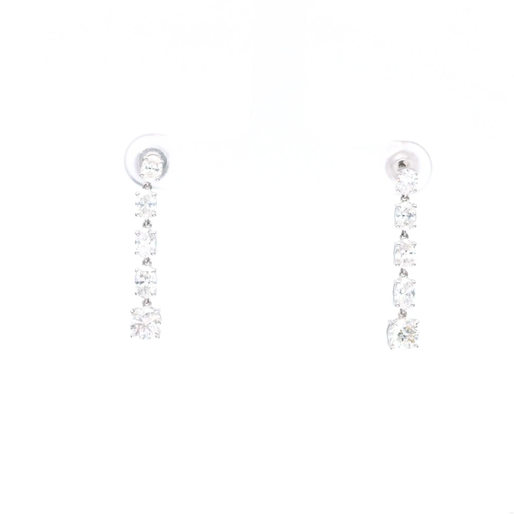 2.07 Total Carat Weight Diamond 14k White Gold Dangle Earrings