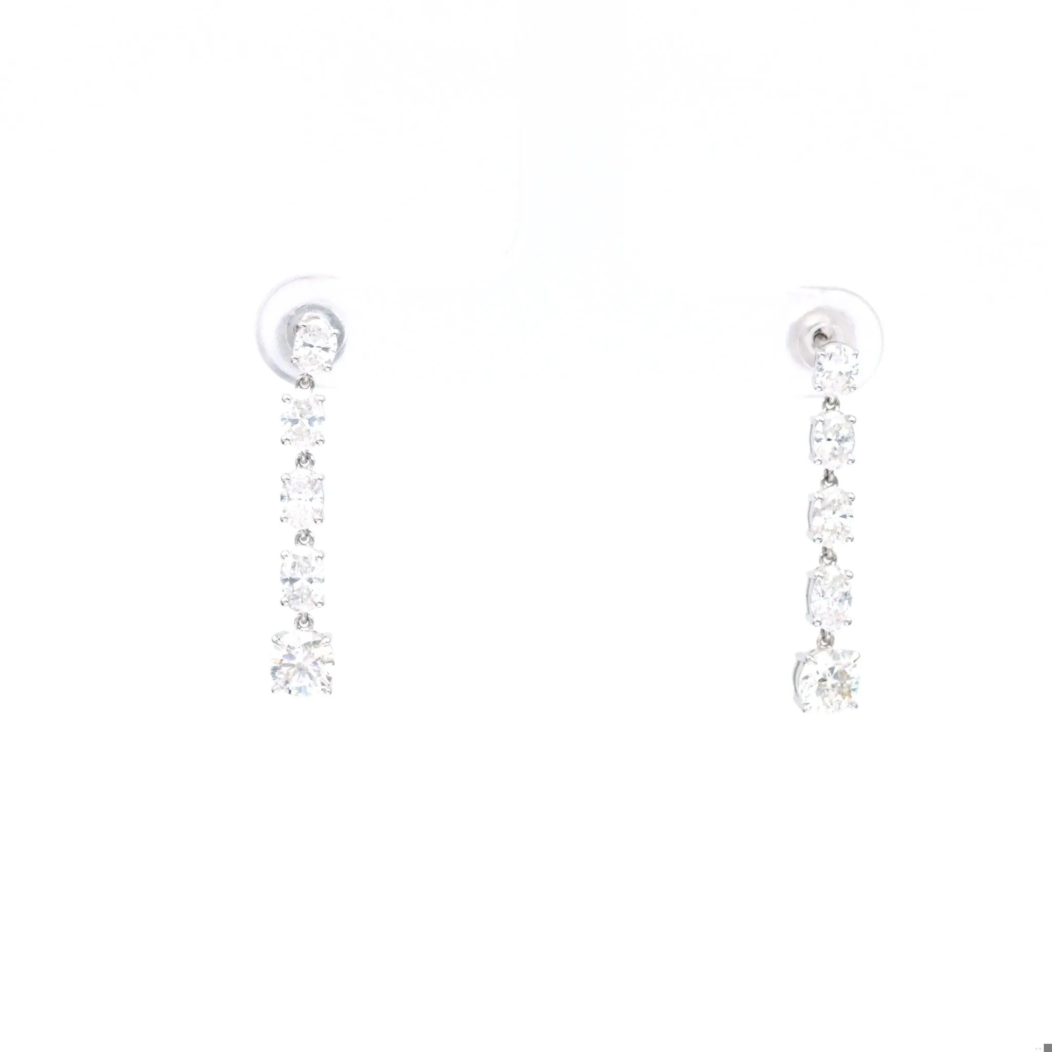 2.07 Total Carat Weight Diamond 14k White Gold Dangle Earrings