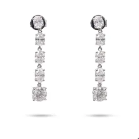 2.07 Total Carat Weight Diamond 14k White Gold Dangle Earrings