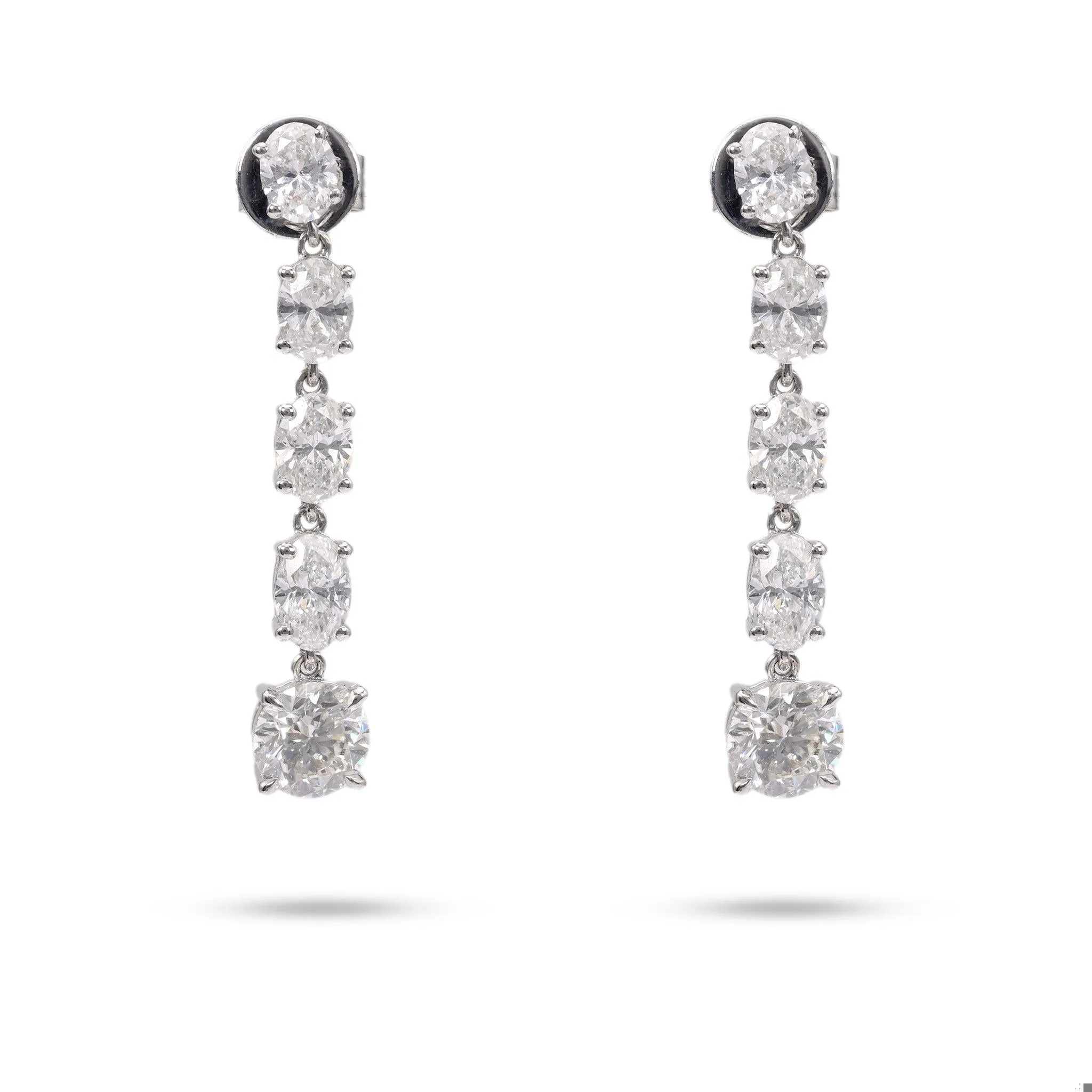 2.07 Total Carat Weight Diamond 14k White Gold Dangle Earrings