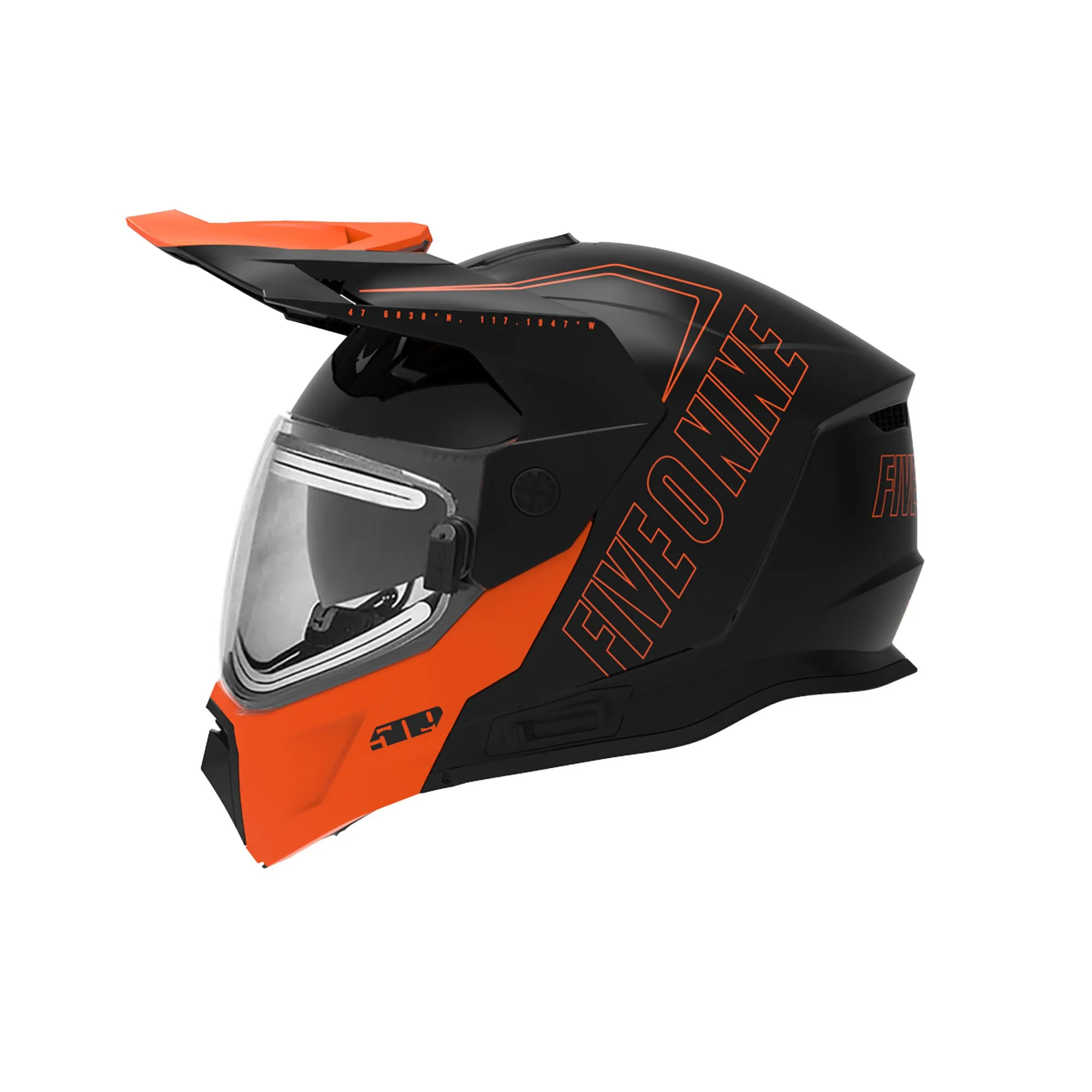 509  Delta R4 Ignite Snowmobile Helmet Fidlock Dual Pane Electric Shield Orange FMVSS 218