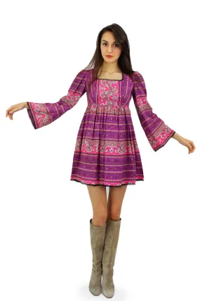 60s Babydoll Paisley Mini Dress XS