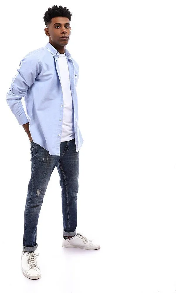 94714 Side Chest Pocket Heathered Light Blue Shirt