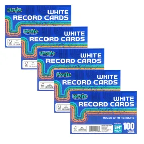 A6 Record Cards Ruled with Headline White (5 x 100 Pack)