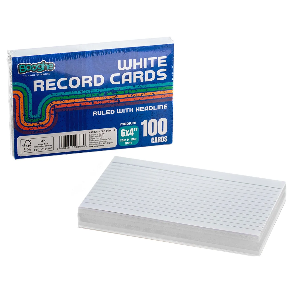 A6 Record Cards Ruled with Headline White (5 x 100 Pack)