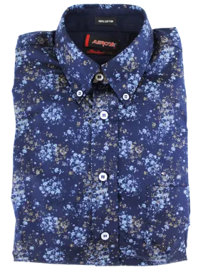 AERO Navy Patterned L/S Shirt