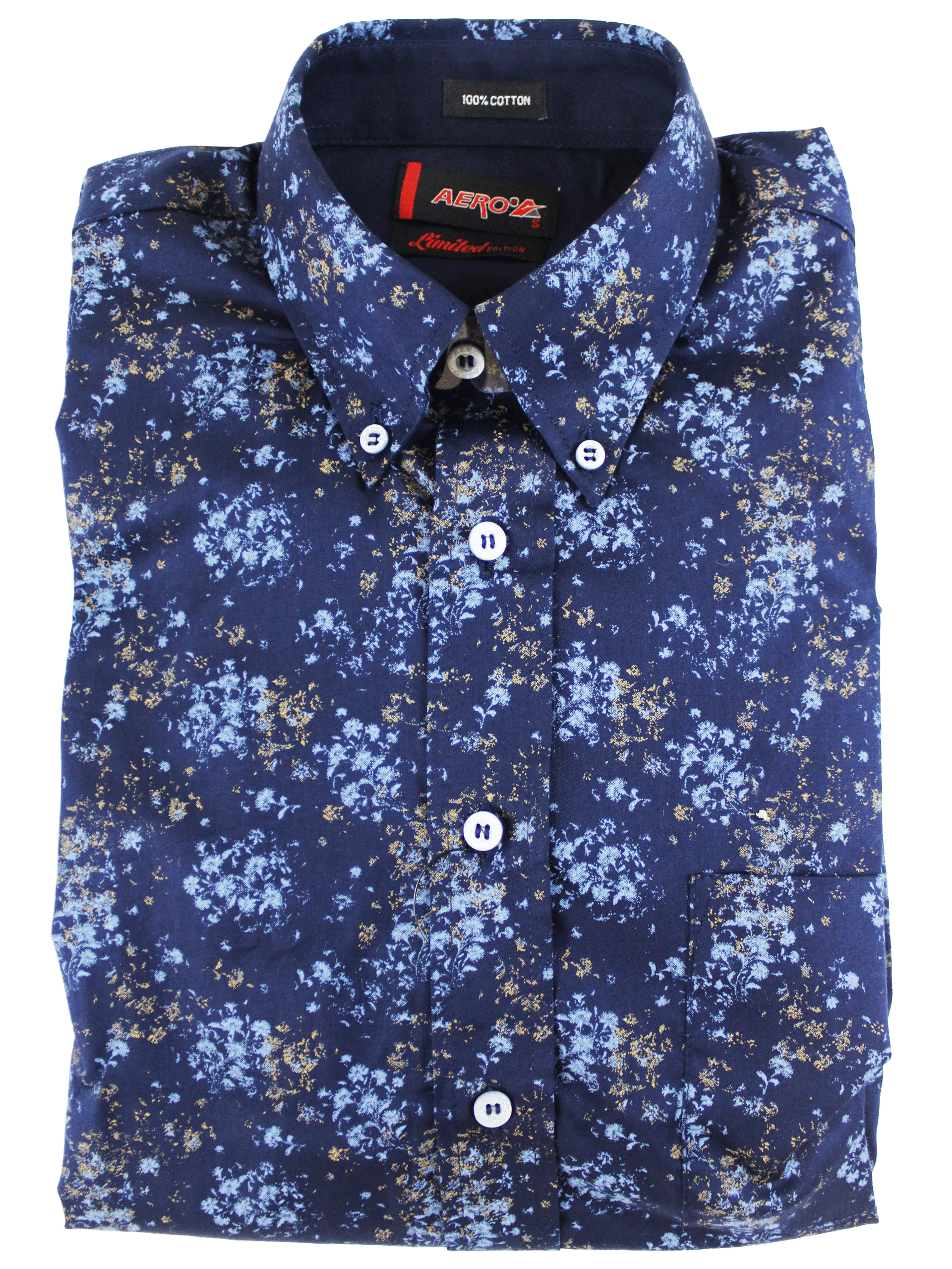 AERO Navy Patterned L/S Shirt