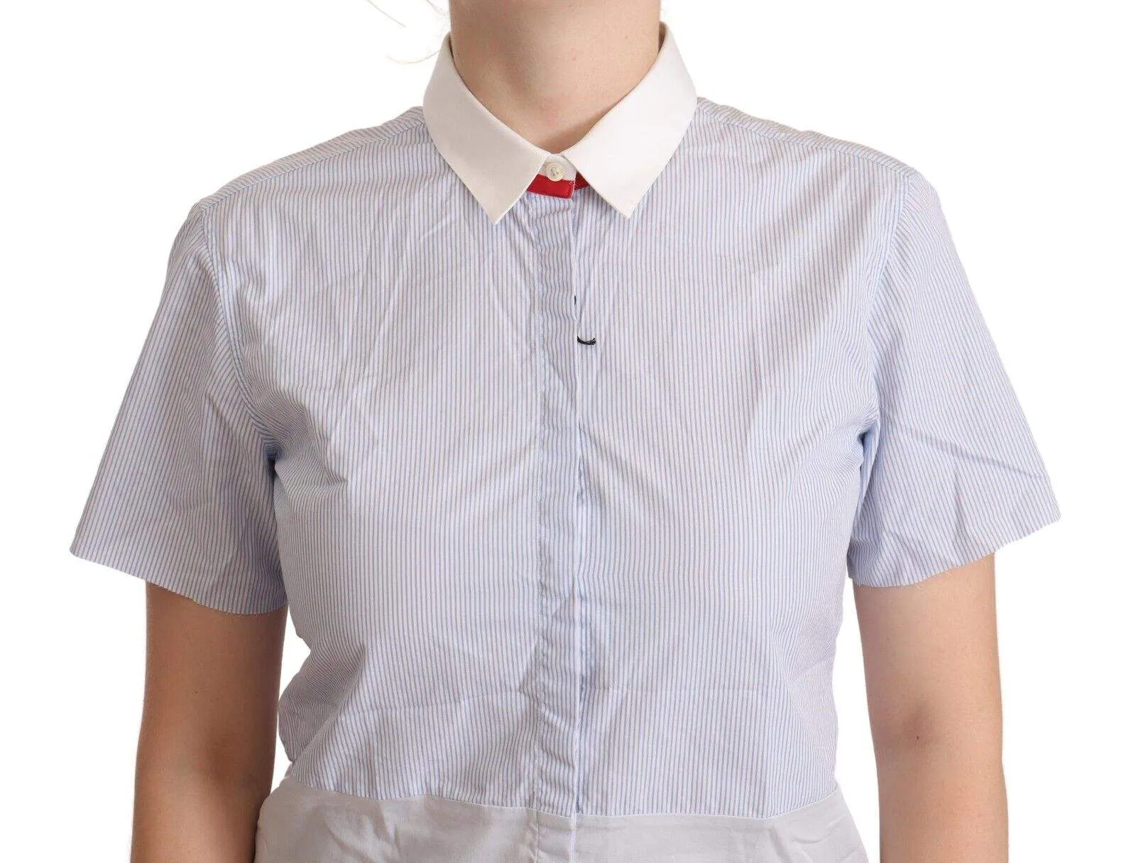 AGLINI Light Blue Cotton Short Sleeves Collared Polo Top