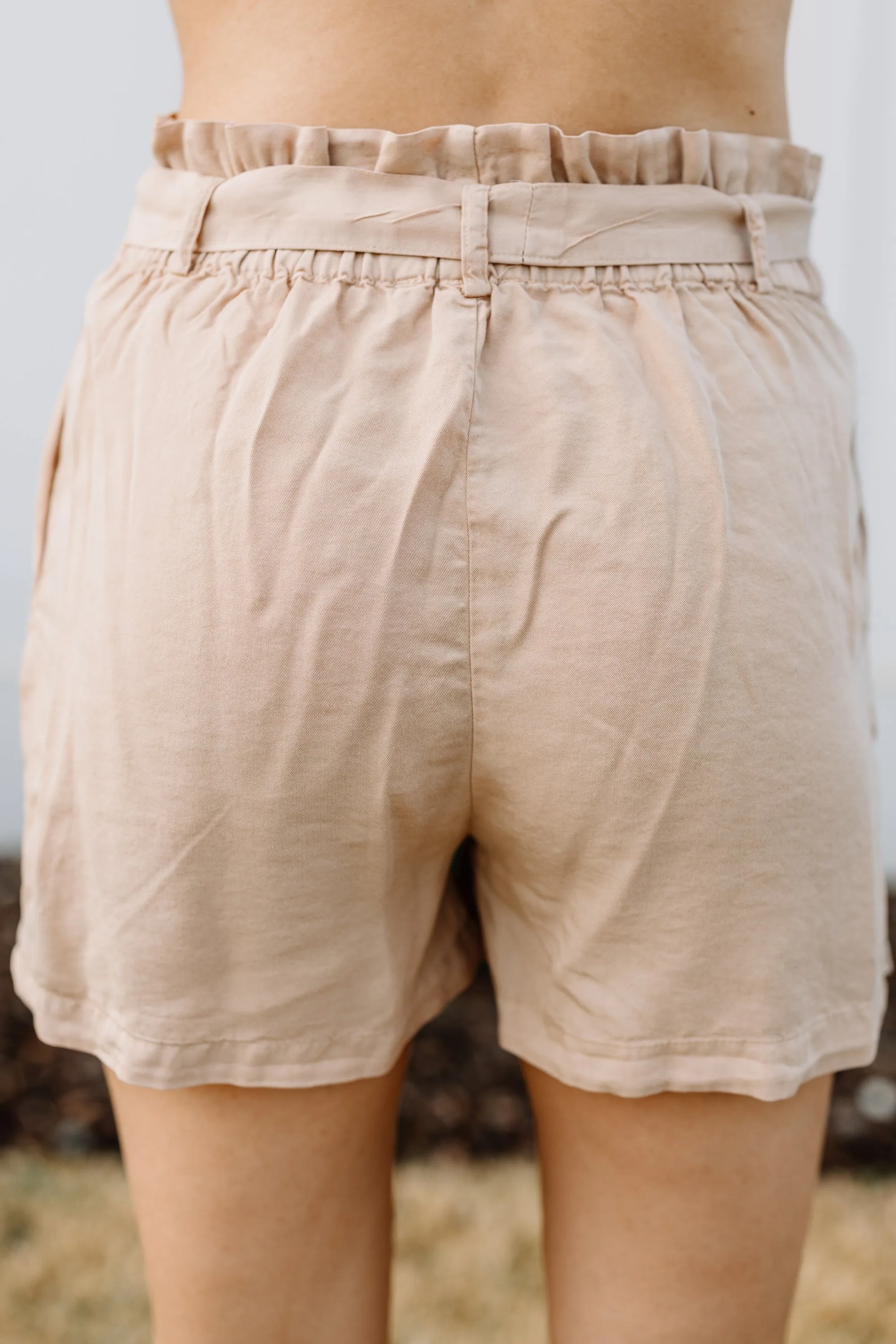 All For You Camel Brown Paperbag Shorts