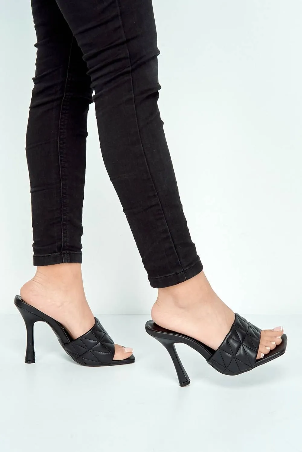 Amarante Crossover Stitched Detail Band Mule in Black