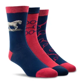 Ariat Charm Crew Socks Navy Snaffle