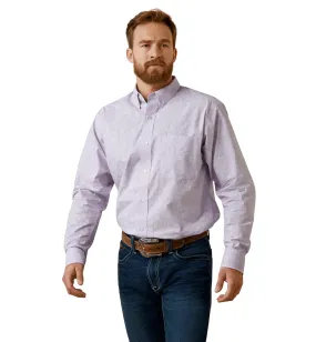 Fitted Long Sleeve Shirt for Men - Lilac & White Paisley Print by Ariat