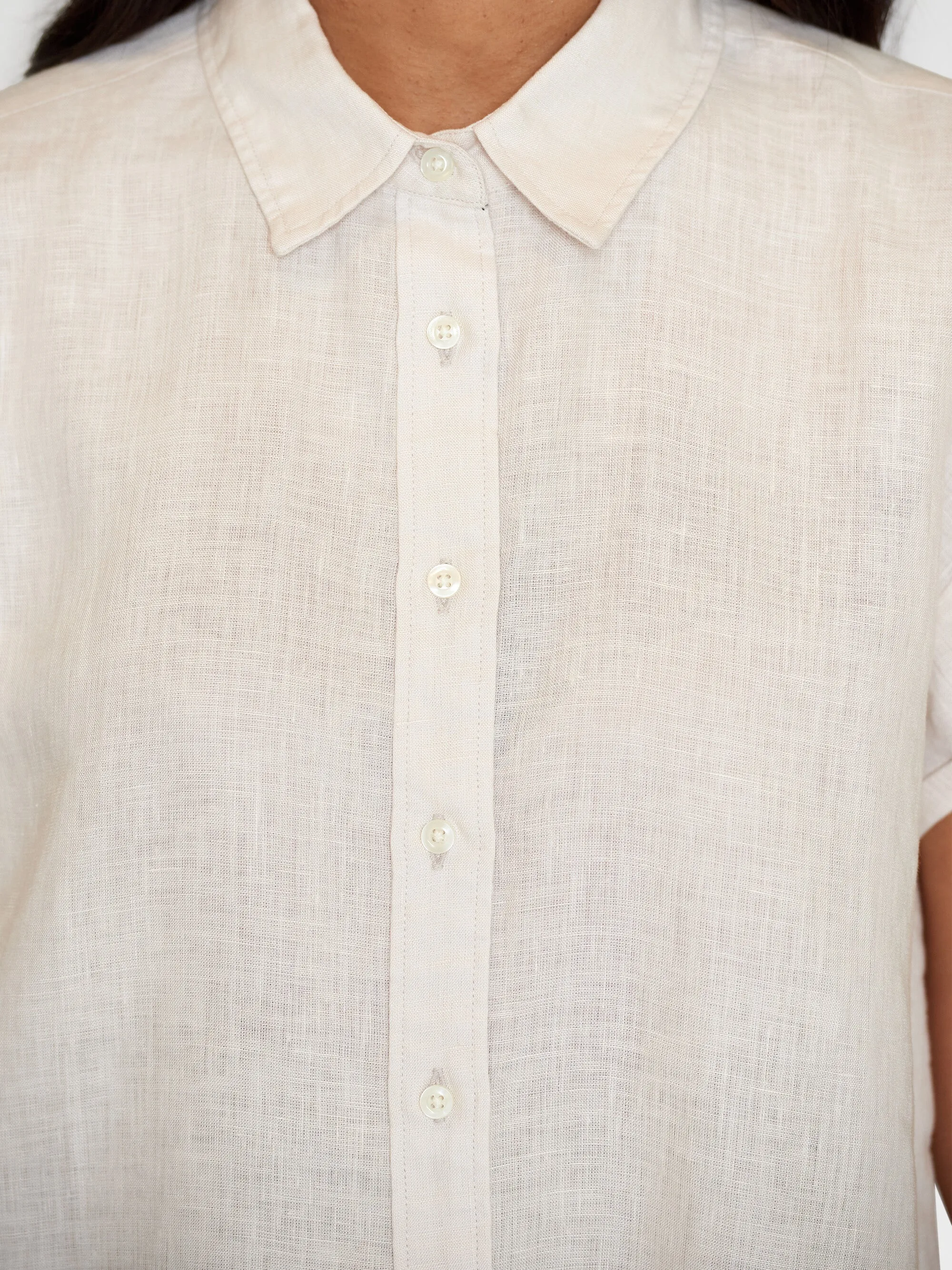 ASTER fold up short sleeve linen shirt - Light feather gray