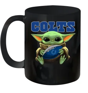 Baby Yoda Loves The Indianapolis Colts Star Wars Baby Yoda Hugs Colts NFL Ceramic Mug 11oz