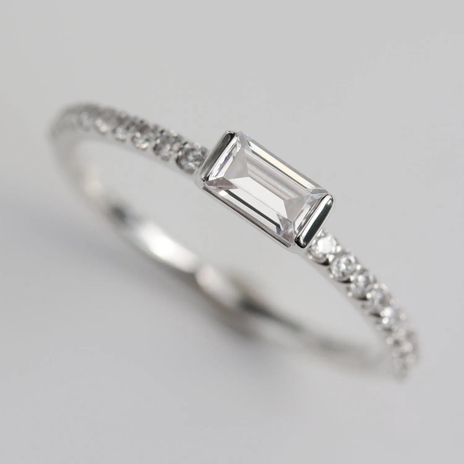 Baguette Pave Stacking Ring