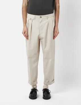 Beams Plus 2 Pleat Twill Trousers - Cement Grey