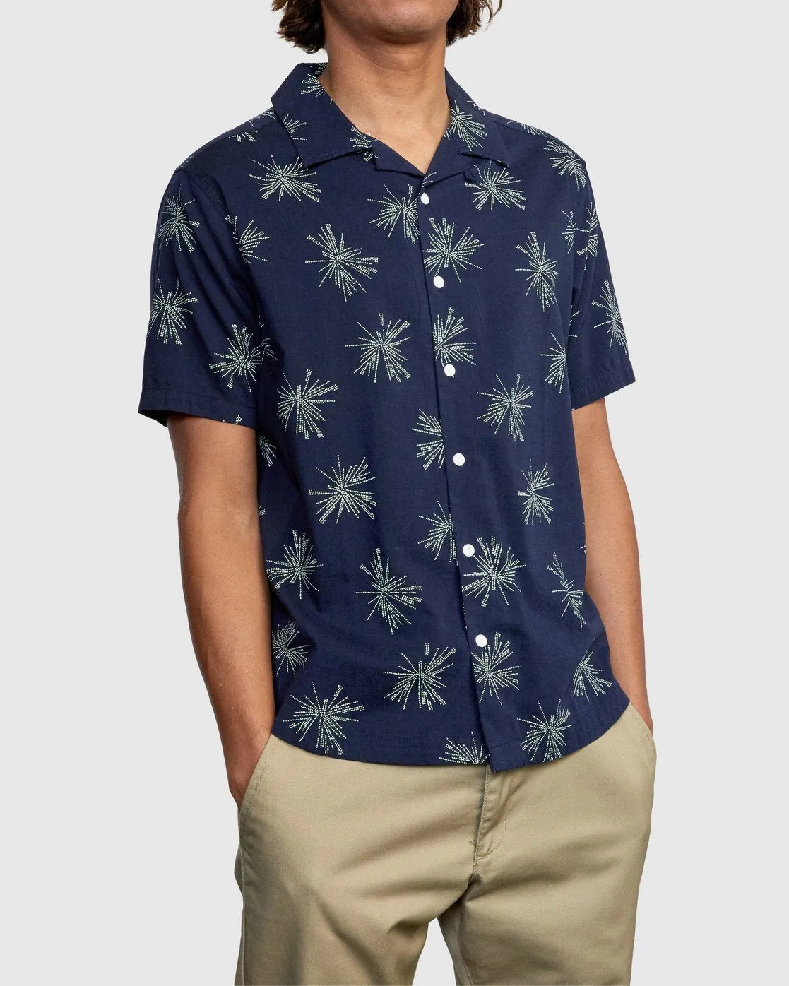 Beat Print Short Sleeve Shirt - Navy