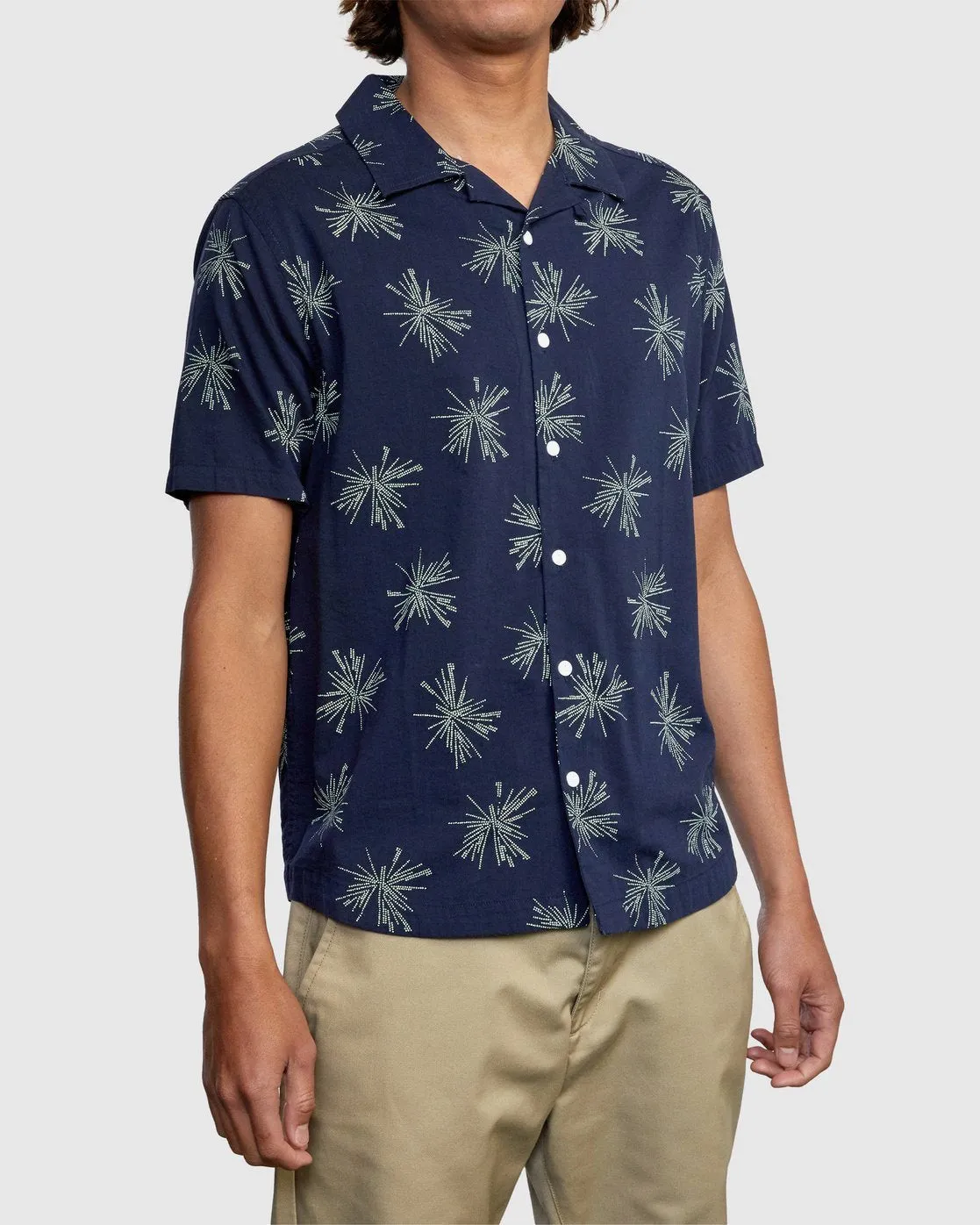 Beat Print Short Sleeve Shirt - Navy