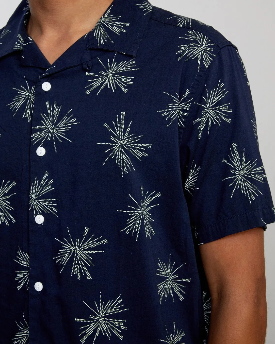 Beat Print Short Sleeve Shirt - Navy