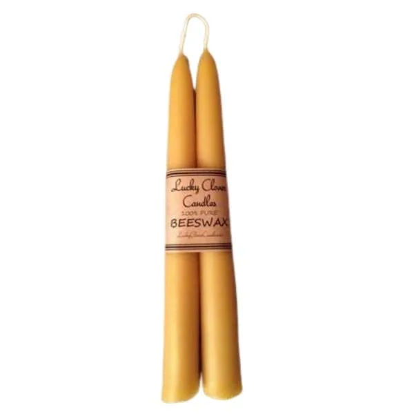 Beeswax Tapered Candles (Attached Set of Two)