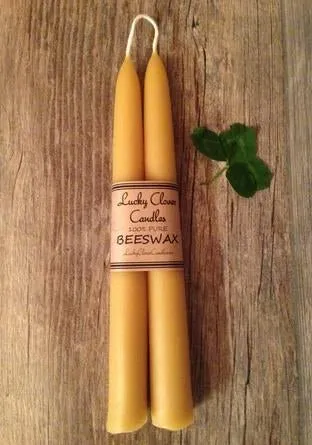 Beeswax Tapered Candles (Attached Set of Two)