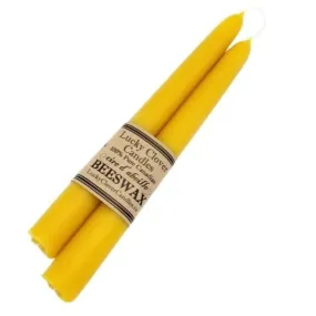 Beeswax Tapered Candles (Attached Set of Two)