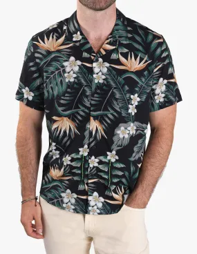 BLACK FLORAL HAWAIIAN SHIRT