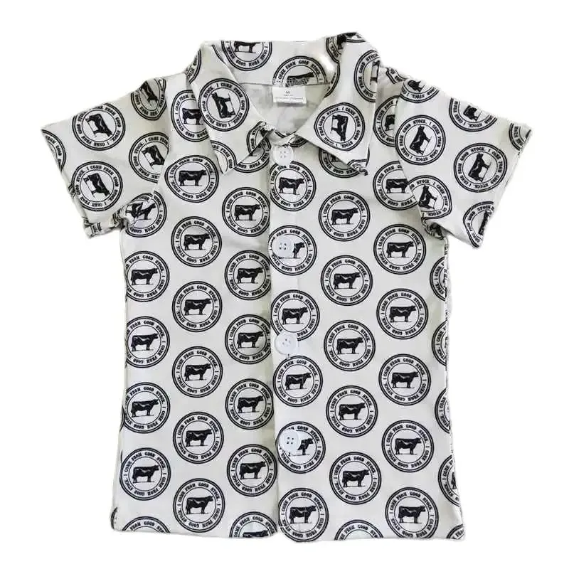 Black White Cow Print Farm - Boys Clothing - Back To School