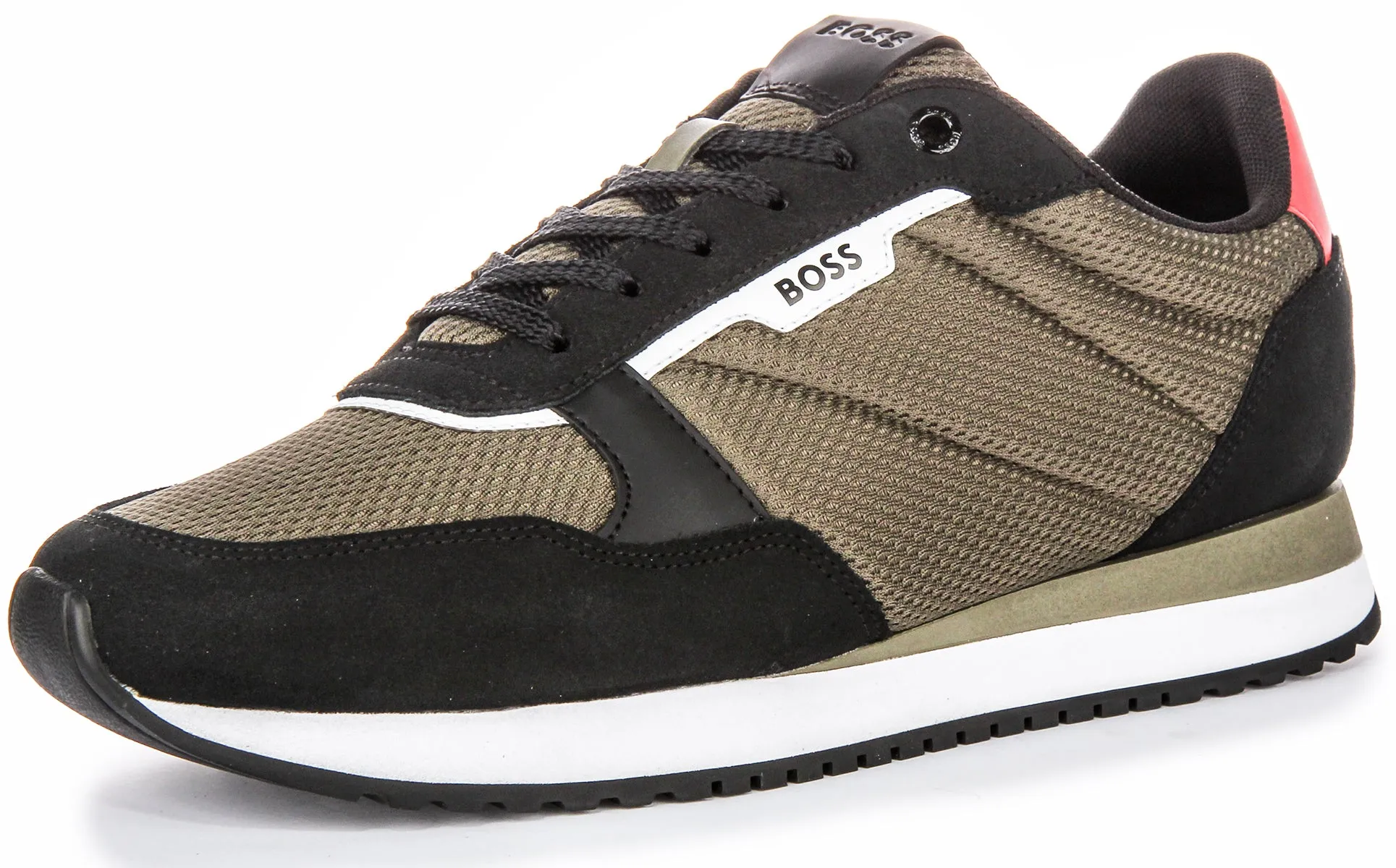 Boss Kai Runner Mesh In Black Green For Men