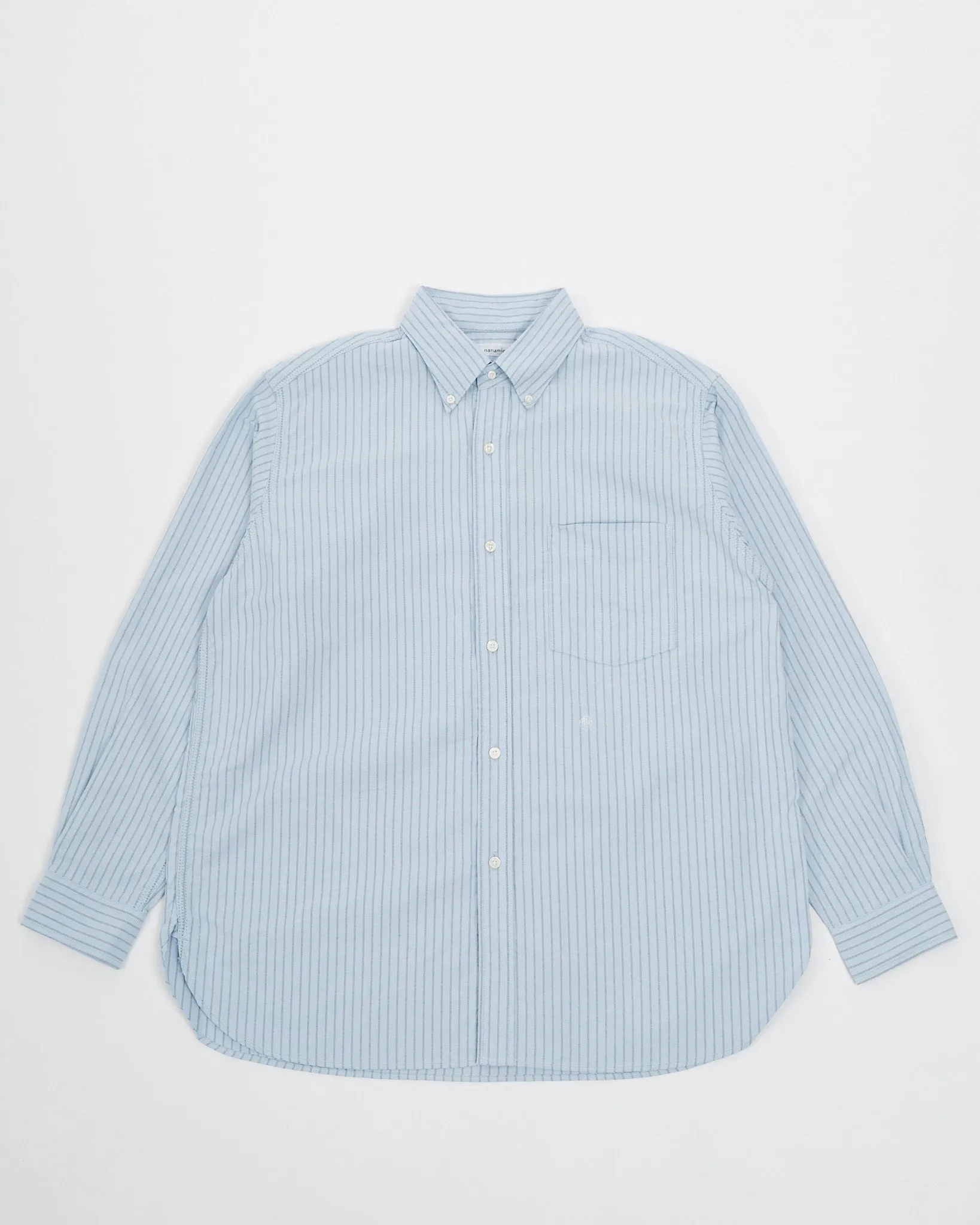 Button Down Stripe Wind Shirt Sax