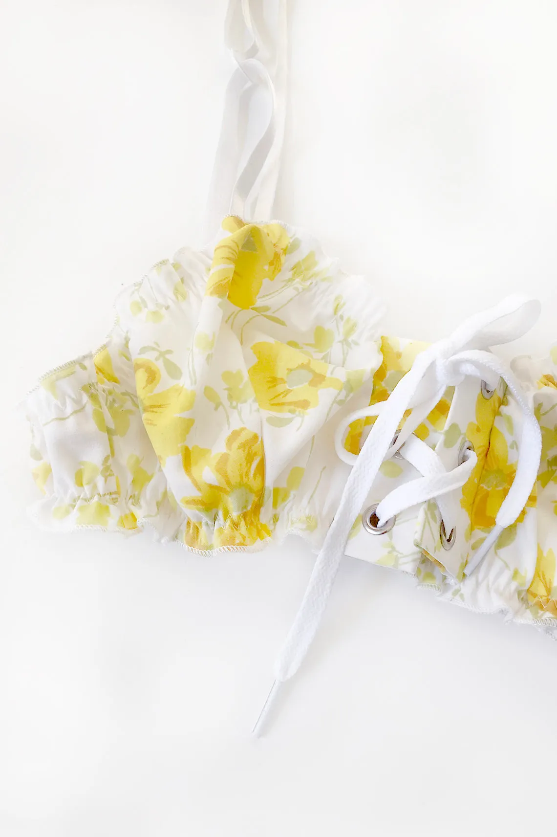 Cardamine Bralette in Yellow Daisy and White