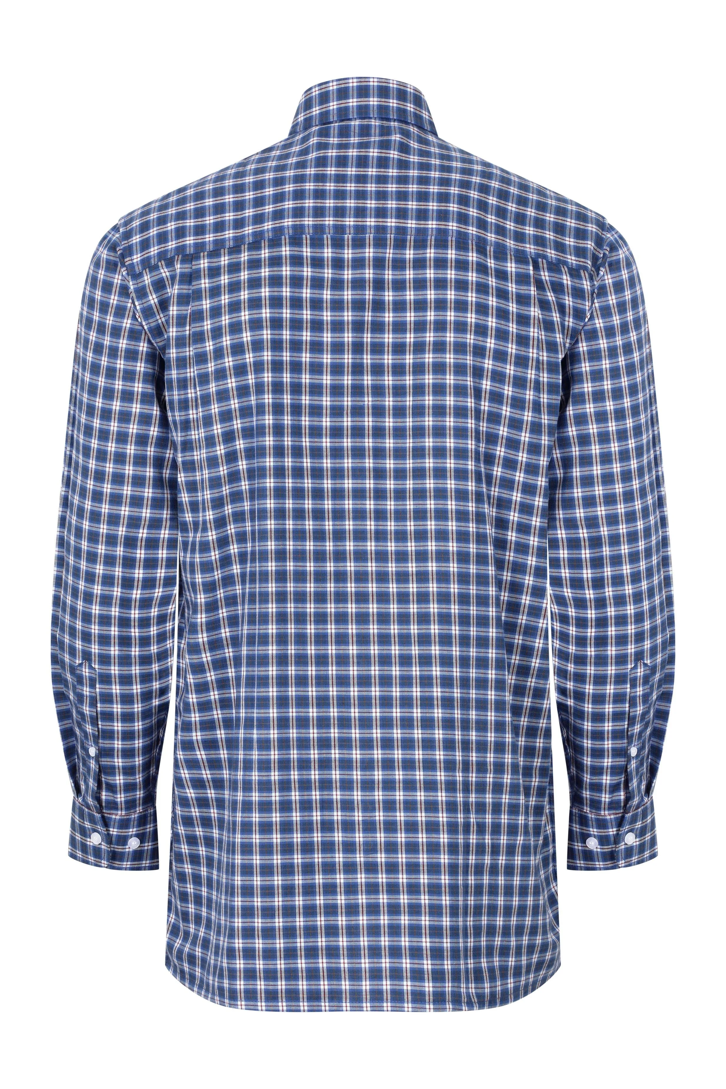 Champion Mens Ashbourne Long Sleeve Check Shirt-BLUE