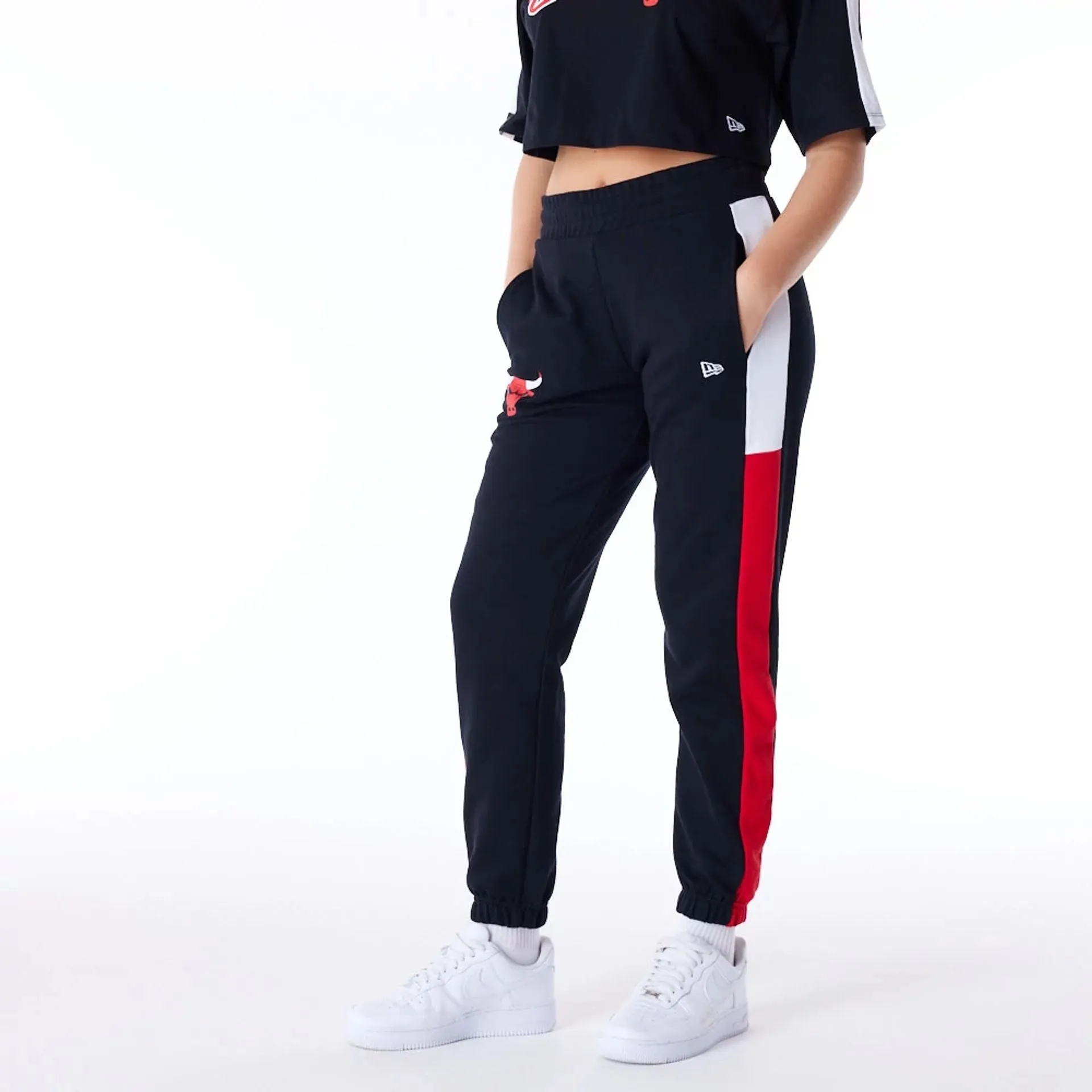 Chicago Bulls Womens NBA Colour Block Black Fleece Joggers