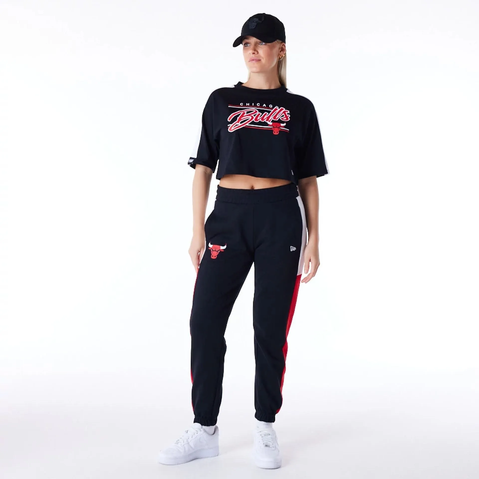 Chicago Bulls Womens NBA Colour Block Black Fleece Joggers