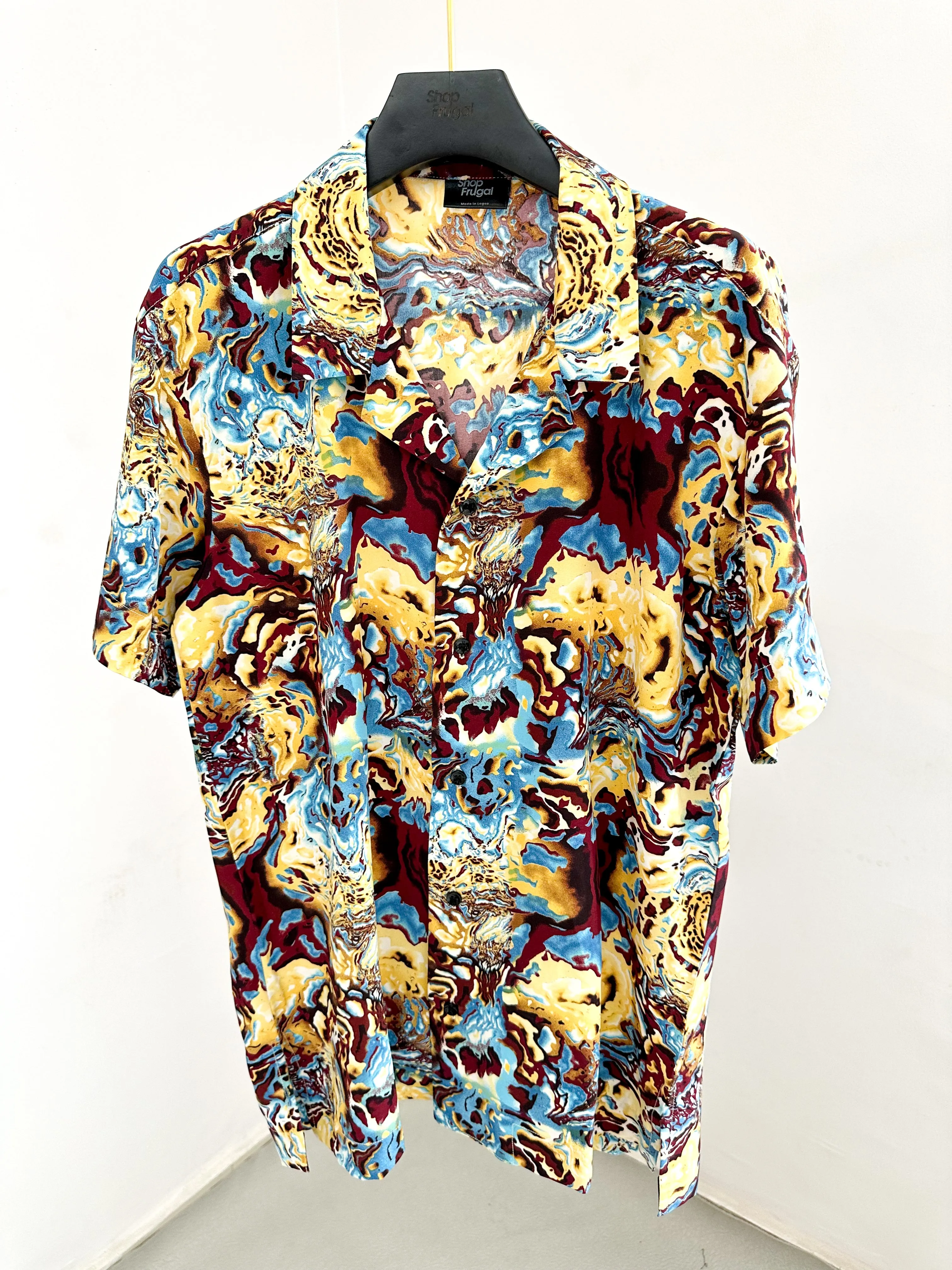 Claus Relaxed Abstract Print Cuban Shirt