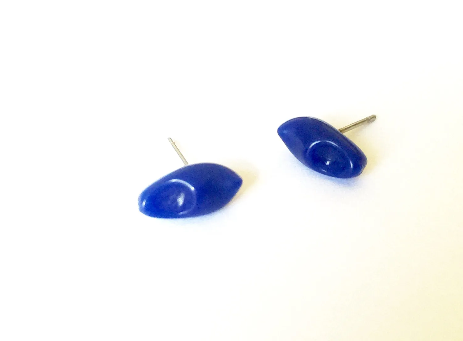 Cobalt Blue Clog Stud Earrings | vintage lucite shoe studs