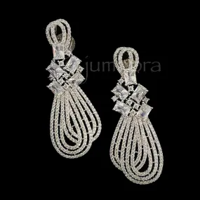 Contemporary White AD (Zircon) Earring in Rhodium polish