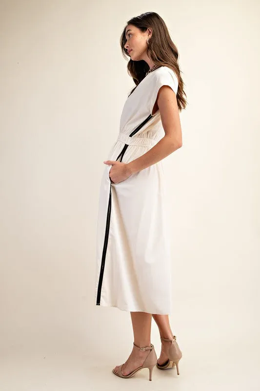 Contrast Piping Dress