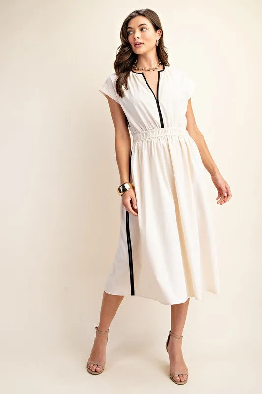 Contrast Piping Dress