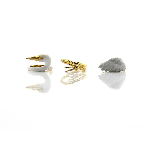 Crane Bird 3 Pieces Set Ring