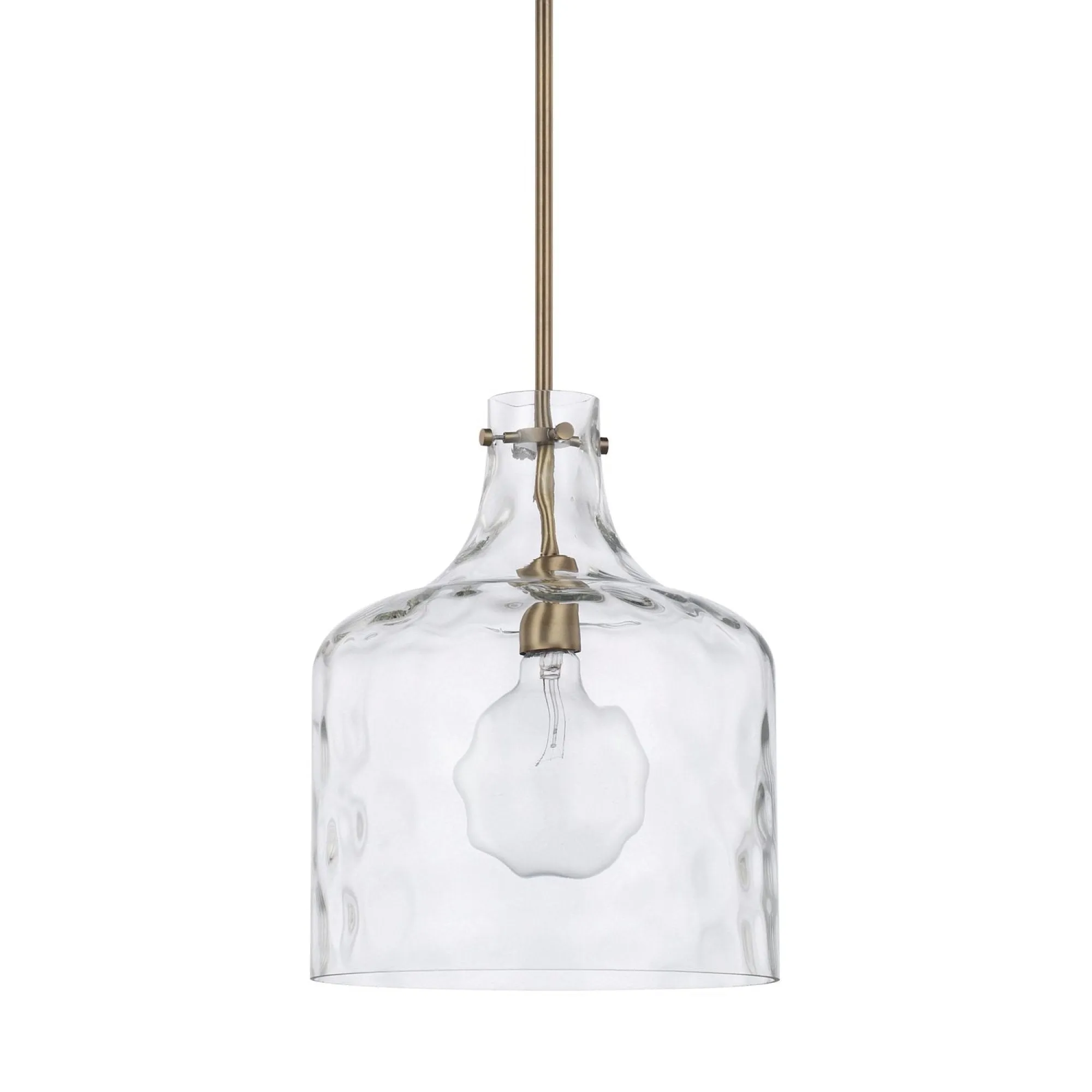 Crawford One Light Pendant Water Glass - Aged Brass