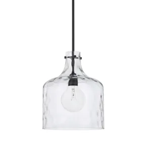 Crawford One Light Pendant Water Glass - Matte Black